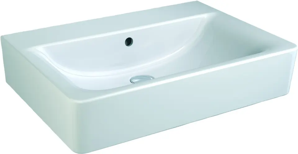 Ideal Standard Connect - Lavabo 60x18x46 cm, con troppopieno, senza foro per miscelatore, Ideal Plus, bianco E8101MA