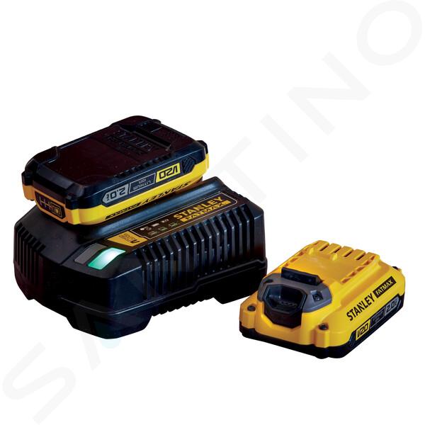 Stanley Accessori - Set di caricabatterie da 4 A e 2 batterie da 18 V agli ioni di litio da 2,0 Ah SFMCB12D2-QW