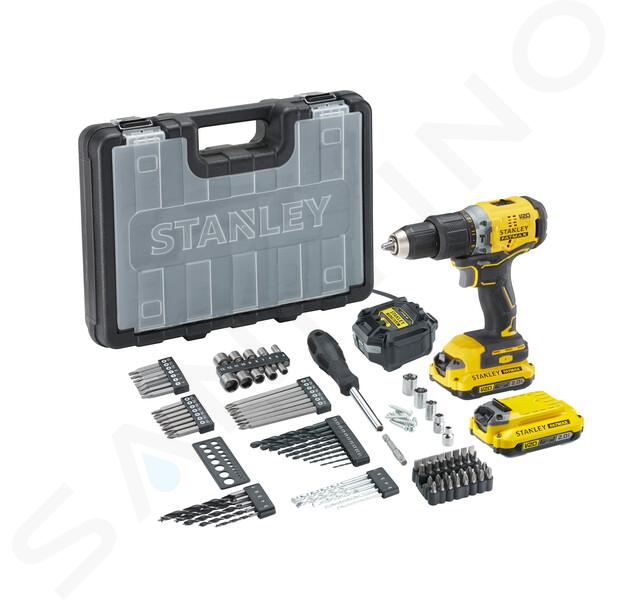 Stanley Outils - Perceuse-visseuse à percussion sans fil 18 V avec accessoires, 2 batteries Li-Ion 2,0 Ah, chargeur SFMCD715D2A-QW