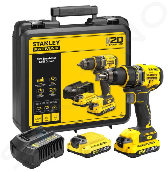 Stanley Utensili - Trapano a batteria 18V, 2x batterie 2,0 Ah Li-ion, caricabatterie SFMCD720D2K-QW