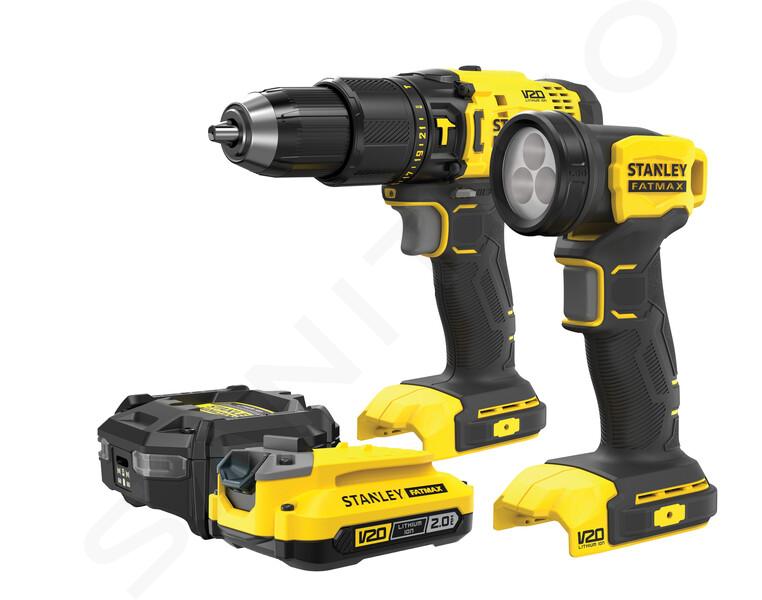 Stanley Gereedschap - 18V ACCU-klopboormachine en LED zaklamp set, 1x 2,0 Ah Li-Ion accu, lader SFMCK210D1-QW