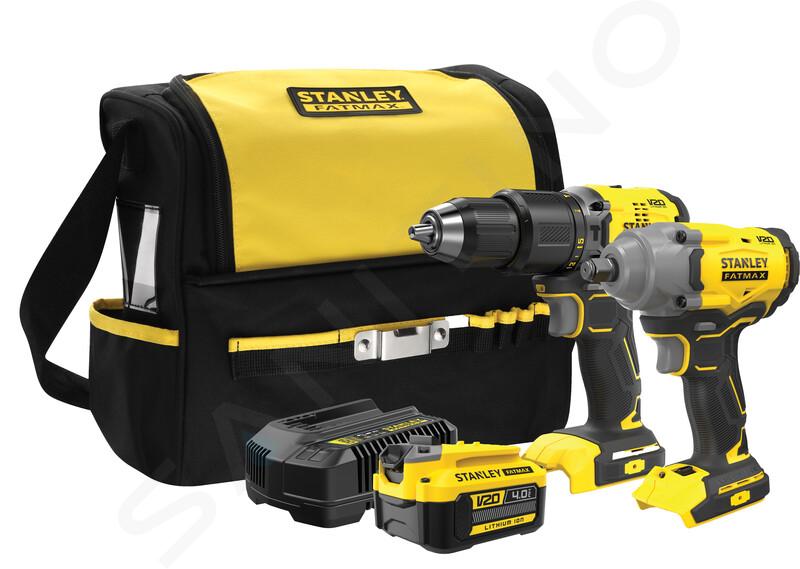 Stanley Herramientas - Juego de taladro de impacto 18V y llave de impacto, 1x batería 4,0 Ah Li-Ion, cargador SFMCK217M1S-QW