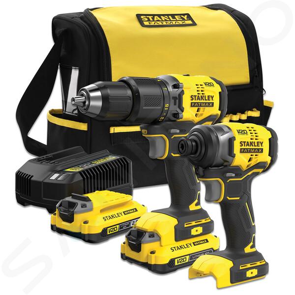 Stanley Herramientas - Juego de taladro de impacto y llave de impacto a batería, de 18 V, 2 baterías 2,0 Ah Li-Ion, cargador SFMCK461D2S-QW