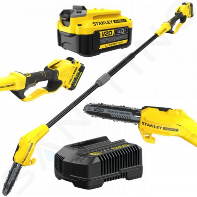 Stanley Tecnología de jardinería - Motosierra AKU 18V 20 cm, 1x batería 4,0 Ah Li-Ion, cargador SFMCPS620M1-QW