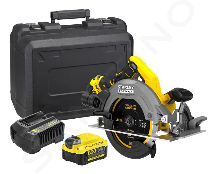 Stanley Outils - Scie circulaire sans fil 18 V 165 mm, 2 batteries 4,0 Ah Li-Ion, chargeur SFMCS500M2K-QW