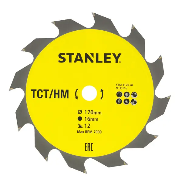 Stanley Accessoires - Lame de scie à bois 170x16 mm, 12 dents STA13120-XJ