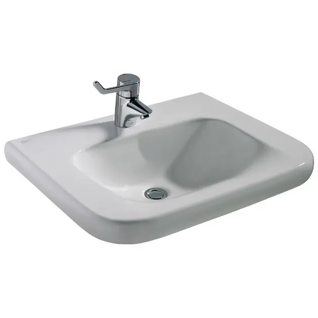 Levně Ideal Standard Contour 21 - Umyvadlo bezbariérové 60x56 cm, 1 otvor pro baterii, bez přepadu, bílá E512301