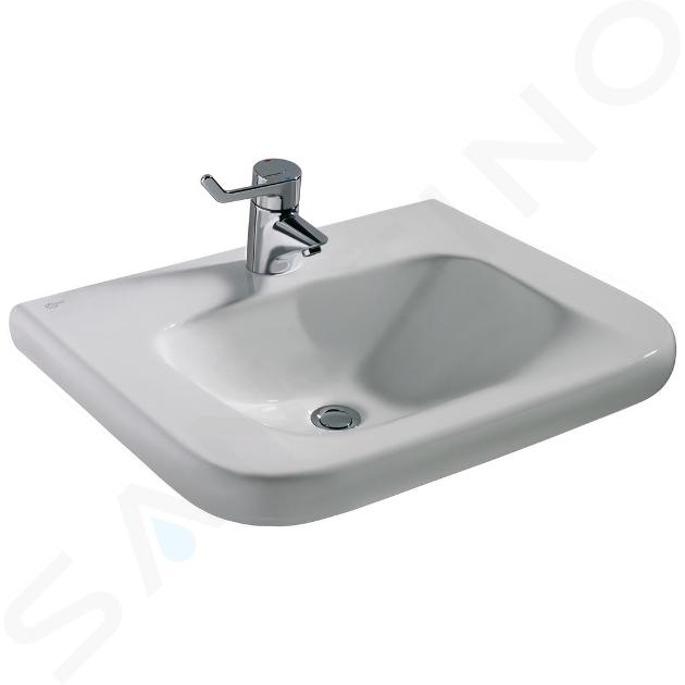 Ideal Standard Contour 21 - Lavabo senza barriere 65x56 cm, senza troppopieno, con foro per miscelatore, con Ideal Plus, bianco S2533MA