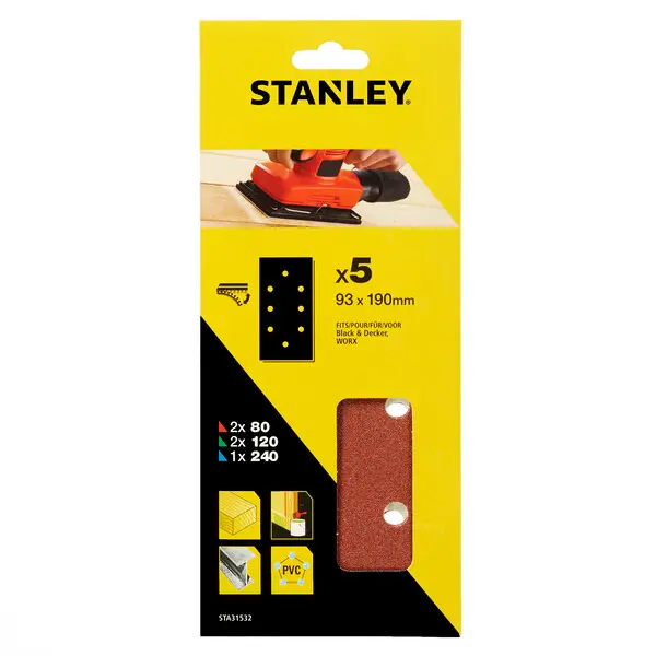 Levně Stanley Příslušenství - 5dílná sada brusných pásů, 93x230 mm STA31532-XJ