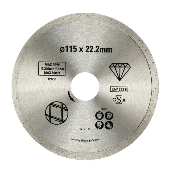 Levně Stanley Příslušenství - Diamantový řezný kotouč na obklady, 115x22,2 mm STA38002-XJ