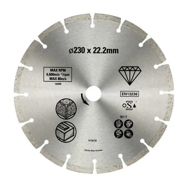 Levně Stanley Příslušenství - Diamantový řezný kotouč na beton a cihly 230x22,2 mm STA38117-XJ