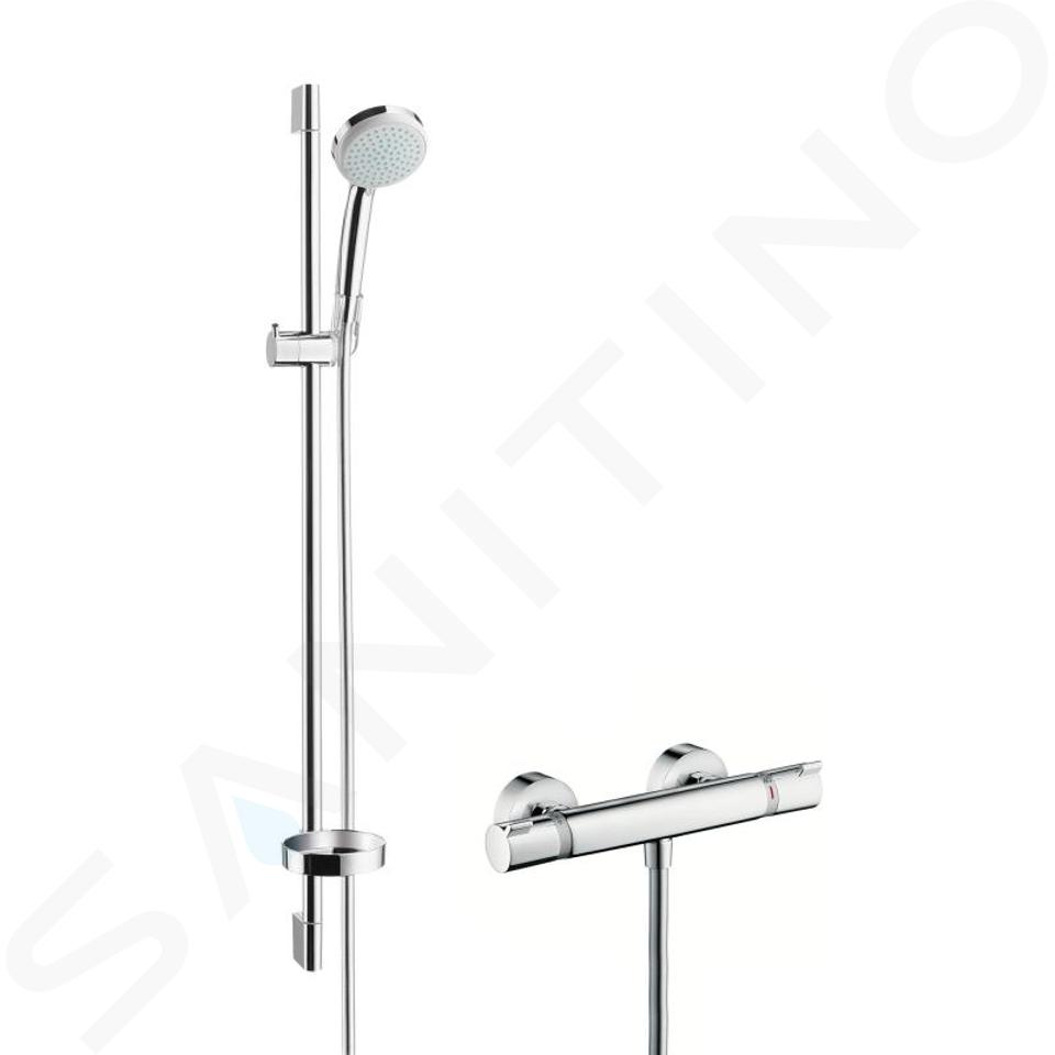 Hansgrohe Croma 100 - Set de douche Vario avec thermostat, EcoSmart 9 l/min, chrome 27033000