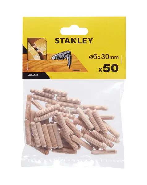 Levně Stanley Příslušenství - Sada dřevěných spojovacích kolíků 6x30 mm, 50 ks STA66430-QZ