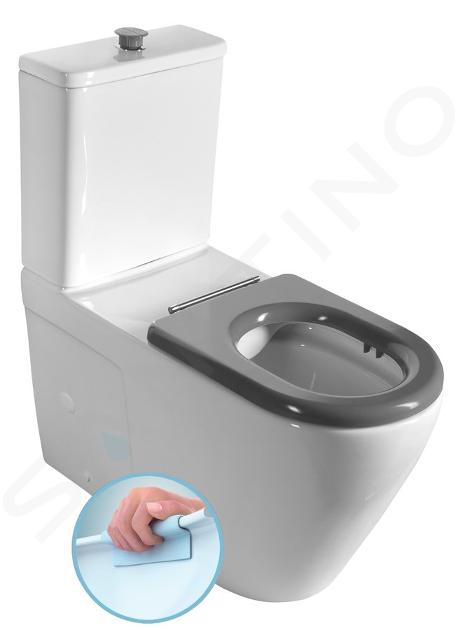 Sapho - WC combiné accessible Personnes à Mobilité Réduite, évacuation vario, Rimless, blanc MC102