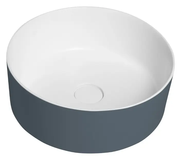 Sapho Thin - Umywalka nablatowa średnica 38 cm, bez przelewu, bez otworu na baterię, kolor biały mat/siena WN548-42