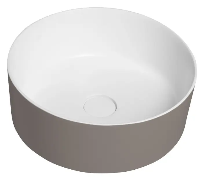 Sapho Thin - Umywalka nablatowa średnica 38 cm, bez przelewu, bez otworu na baterię, biały mat/agila WN548-43