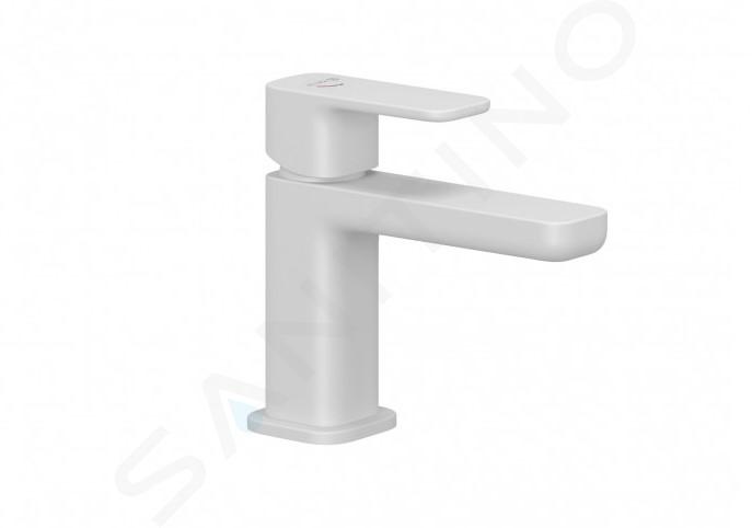 Kludi Renon - Grifo de lavabo con caño Push-Open, EcoPlus, blanco mate 422675375