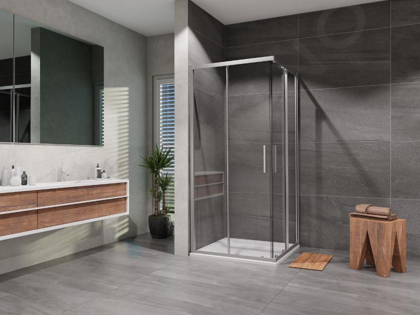 Lansanit IN Vati - Cabine de douche en quatre parties 90x90 cm, chrome/verre transparent LAN01009