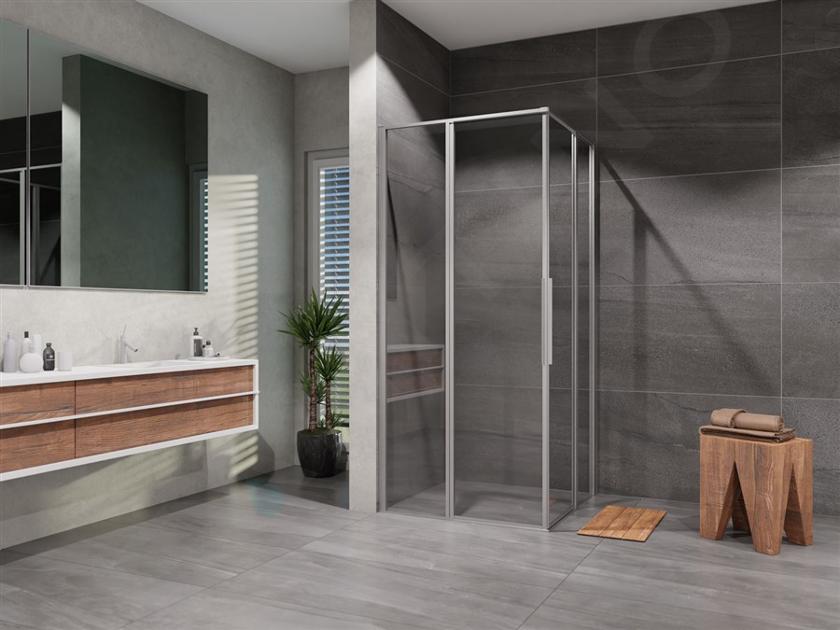 Lansanit LUX Slim Tadao - Cabine de douche en quatre parties 100x100 cm, chrome/verre transparent LAN01018