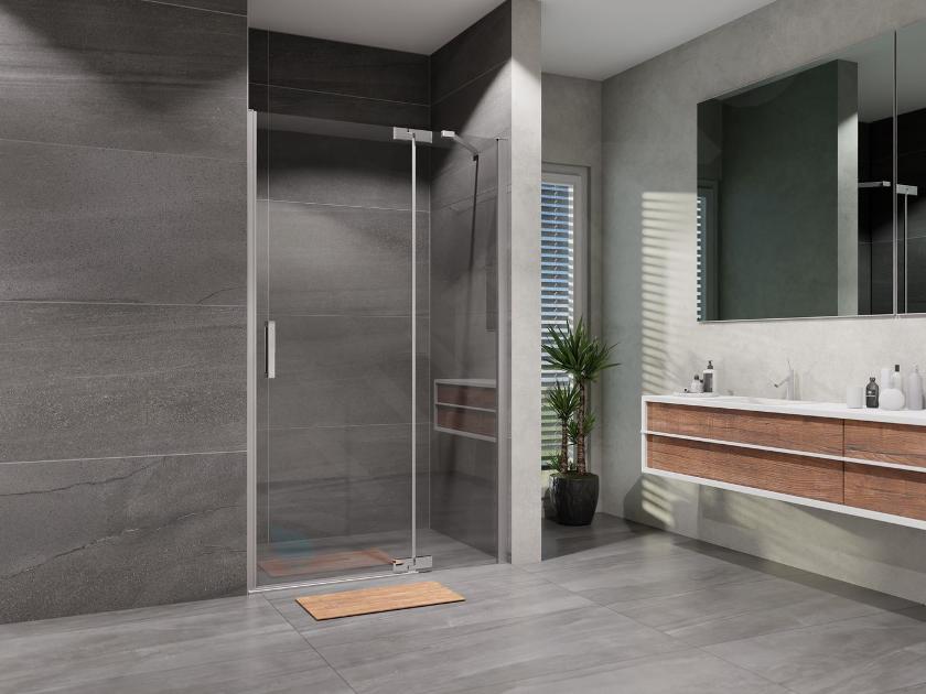 Lansanit LUX Brix - Porte de douche battante 100 cm, droite, chrome/verre transparent LAN03012