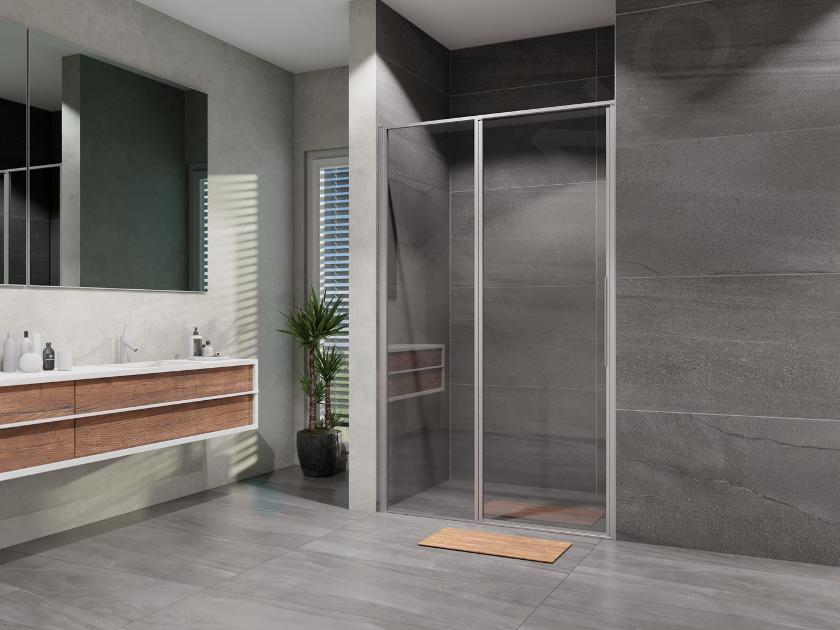 Lansanit LUX Slim Tadao - Porte de douche battante 120 cm, chrome/verre transparent LAN03031