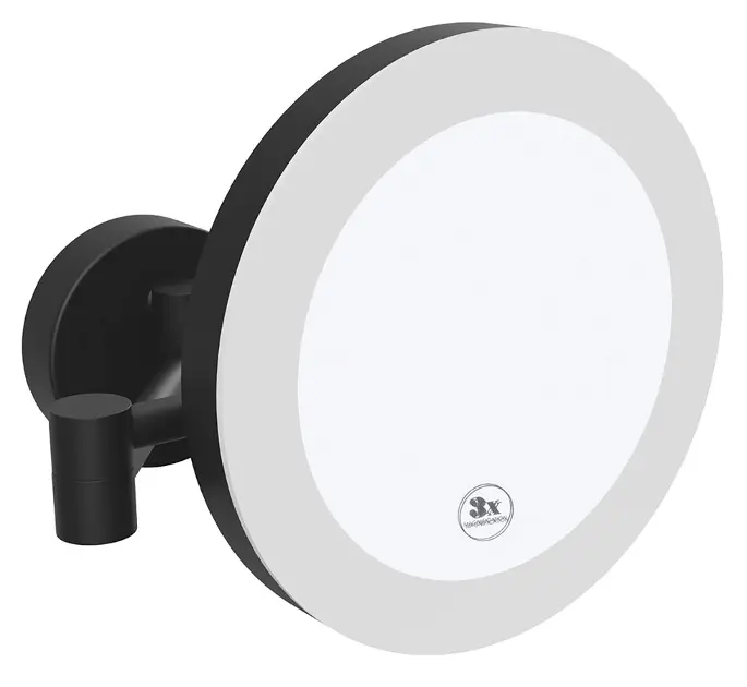 Levně Sapho X-Round - Kosmetické nástěnné zrcátko Black s LED osvětlením, matná černá XR016B