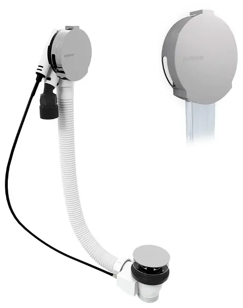 Polysan - Set di scarico e troppopieno per vasca con riempimento, lunghezza 80 cm, cromato 71853