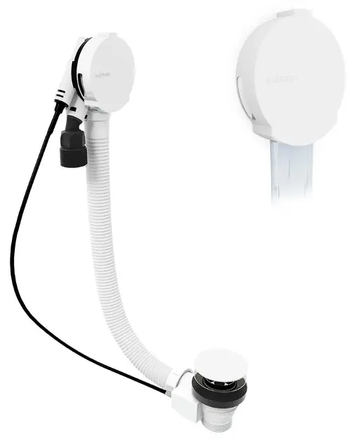 Polysan - Set di scarico e troppopieno per vasca con riempimento, lunghezza 80 cm, bianco 71853.10