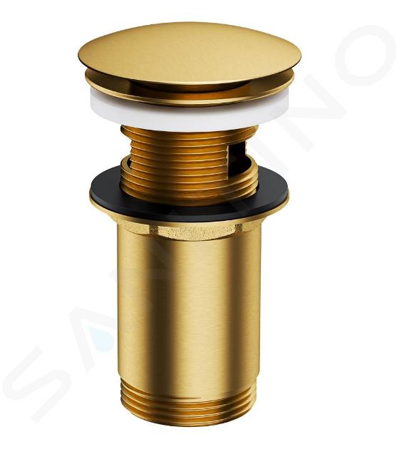 OMNIRES Accessori - Piletta di scarico Click-Clack per lavabo, color oro spazzolato A706GLB