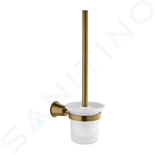 OMNIRES Art Line - Escobilla de WC de pared con soporte, bronce cepillado/vidrio esmerilado AL53620BR