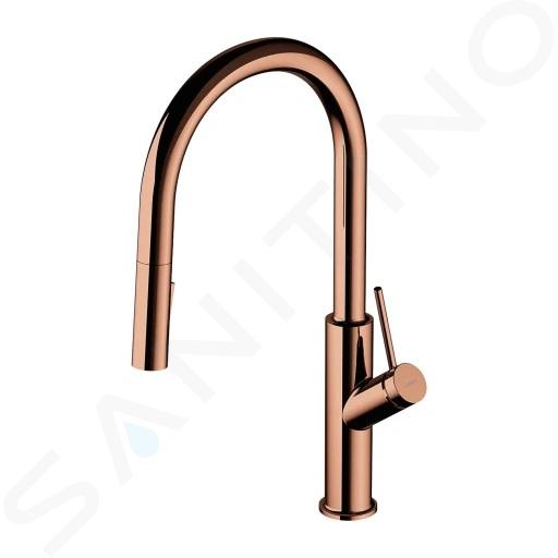 OMNIRES Bend - Dřezová baterie s výsuvnou sprškou, měď BE6455CP