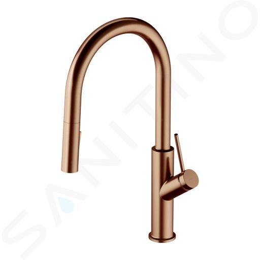 OMNIRES Bend - Grifo de fregadero con ducha extraíble, cobre cepillado BE6455CPB