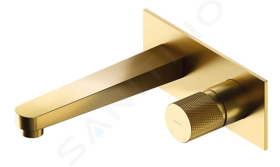 OMNIRES Contour - Baterie lavoar încastrată, instalare cu 2 orificii, cu corp de montare, auriu periat CT8015GLB
