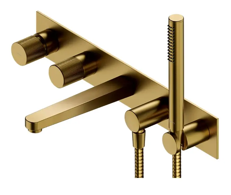 OMNIRES Contour - Badekararmatur til skjult installation, 5-huls installation, med hus, med tilbehør, børstet guld CT8037/1GLB