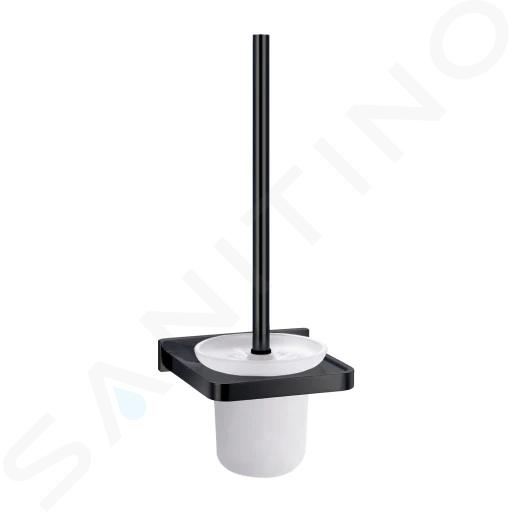 OMNIRES Darling - Escobilla de WC de pared con soporte, vidrio esmerilado/negro DA70620BL