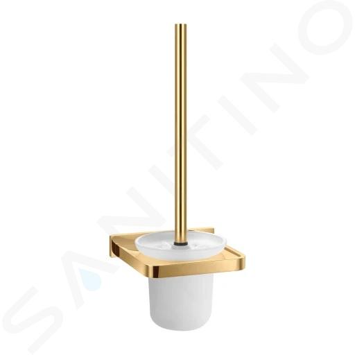 OMNIRES Darling - Escobillero de pared con soporte, cristal lechoso/oro DA70620GL