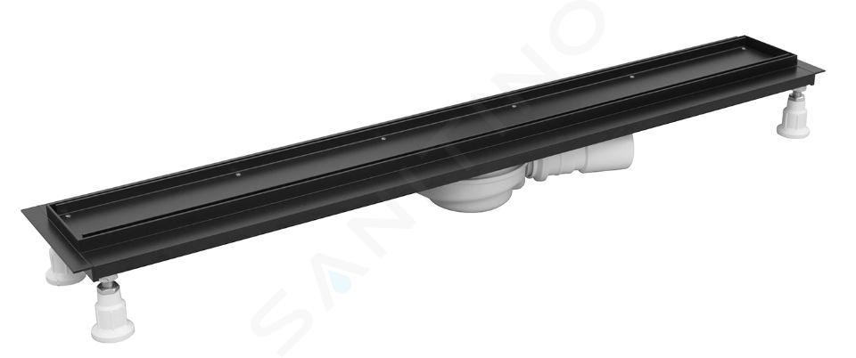 OMNIRES Lowfix - Canalina doccia 60 cm, con griglia, nero LOWFIX60TBL