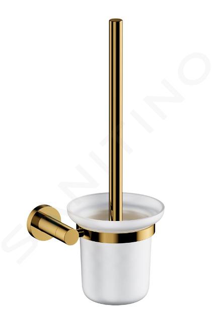 OMNIRES Modern Project - Toiletborstel voor wandmontage met houder, melkglas/goud MP60620GL