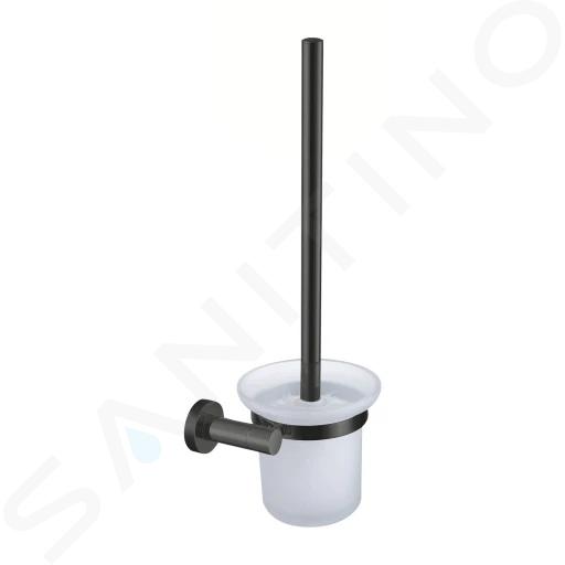 OMNIRES Modern Project - Escobilla de WC de pared con soporte, vidrio esmerilado/grafito cepillado MP60620GR