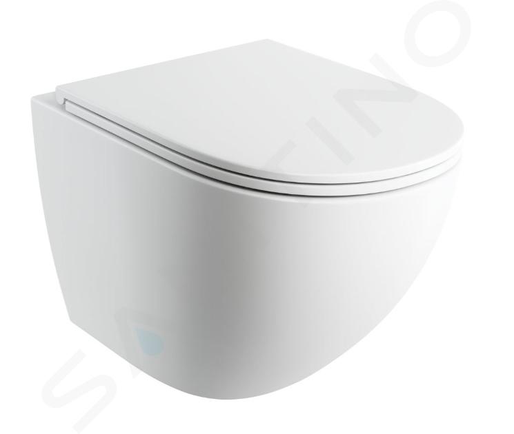 OMNIRES Ottawa Comfort - WC suspendu avec abattant SoftClose, Rimless, blanc mat OTTAWACMWBM