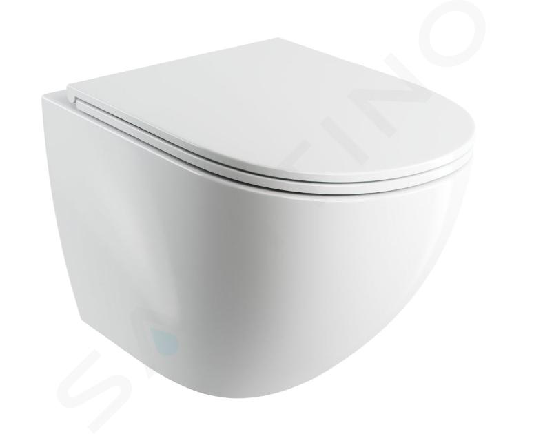 OMNIRES Ottawa Comfort - Wand-WC mit SoftClose-Sitz, Rimless, weiß OTTAWACMWBP