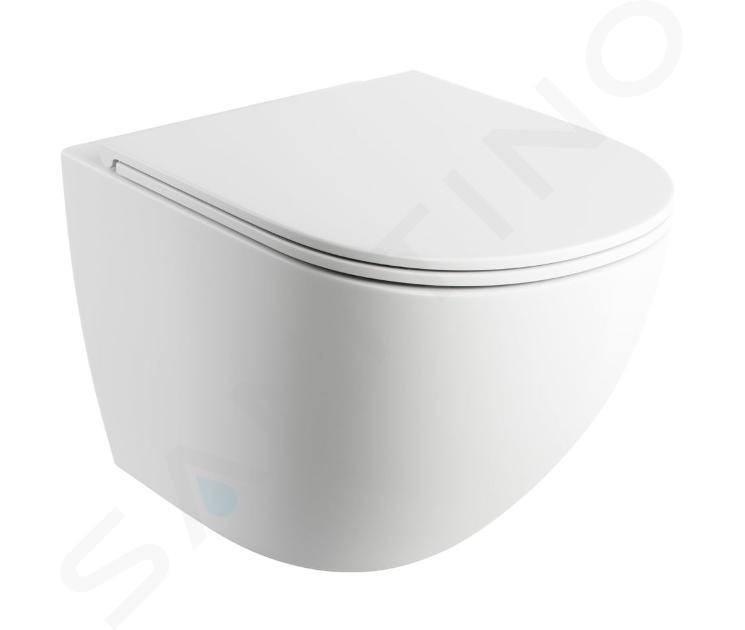 OMNIRES Ottawa - Hangend toilet met wc bril SoftClose, Rimless, mat wit OTTAWAMWBM