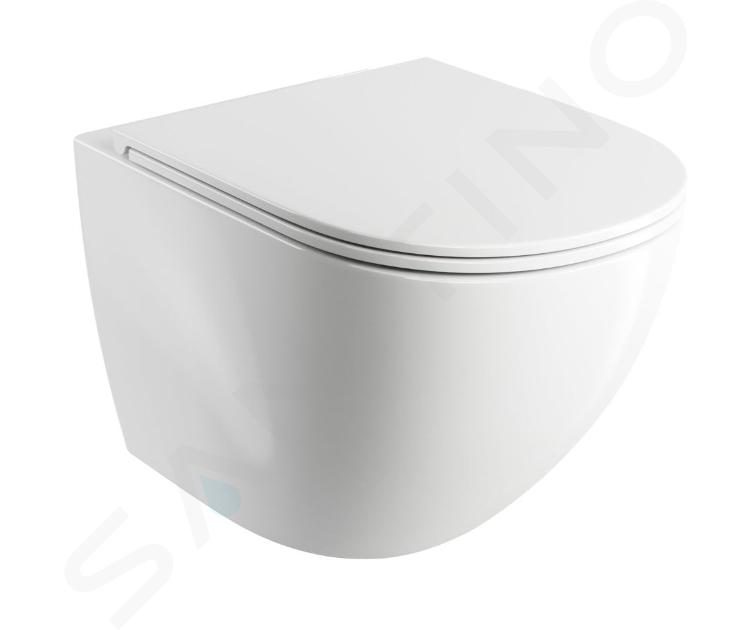 OMNIRES Ottawa - Hangend toilet met SoftClose wc zitting, Rimless, wit OTTAWAMWBP