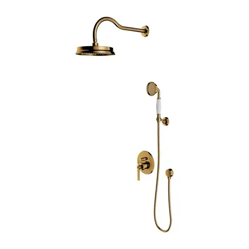 OMNIRES Armance - Duschset mit Unterputzarmatur, mit Einbaukörper, Durchmesser 22,5 cm, Gold SYSAM10GL