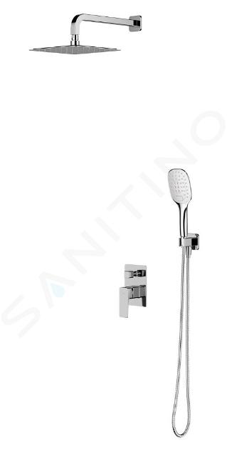 OMNIRES Parma - Set de douche avec mitigeur encastré, corps d’encastrement, 25x25 cm, 3 jets, chrome SYSPM10CR