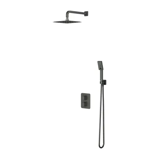 OMNIRES Slide - Set de douche avec mitigeur encastré, avec corps d’encastrement, 20x20 cm, 3 jets, graphite brossé SYSSL11GR