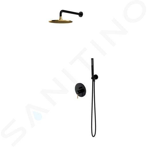 OMNIRES Y - Sprchový set s baterií pod omítku, s tělesem, průměr 25 cm, černá/zlatá SYSY18BLGL
