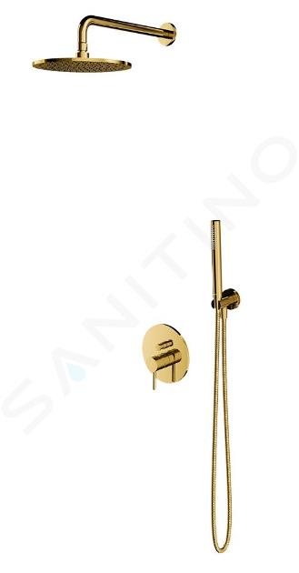 OMNIRES Y - Duschset mit Unterputzarmatur, mit Einbaukörper, Durchmesser 25 cm, Gold SYSY19GL