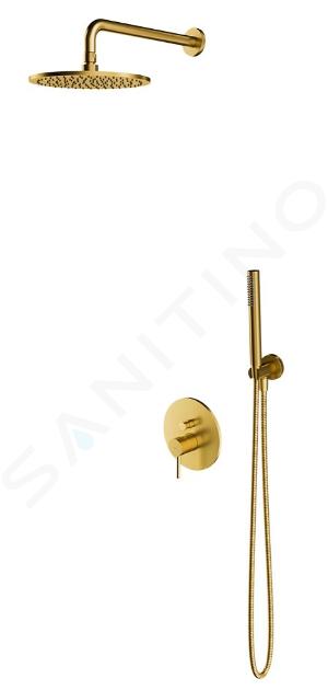 OMNIRES Y - Duschset mit Unterputzarmatur, mit Einbaukörper, Durchmesser 25 cm, Gold gebürstet SYSY19GLB