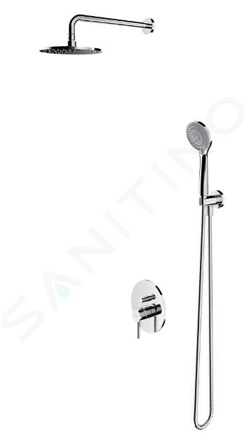 OMNIRES Y - Set de douche avec mitigeur encastré, corps d’encastrement, diamètre 20 cm, 5 jets, chrome SYSY21CR